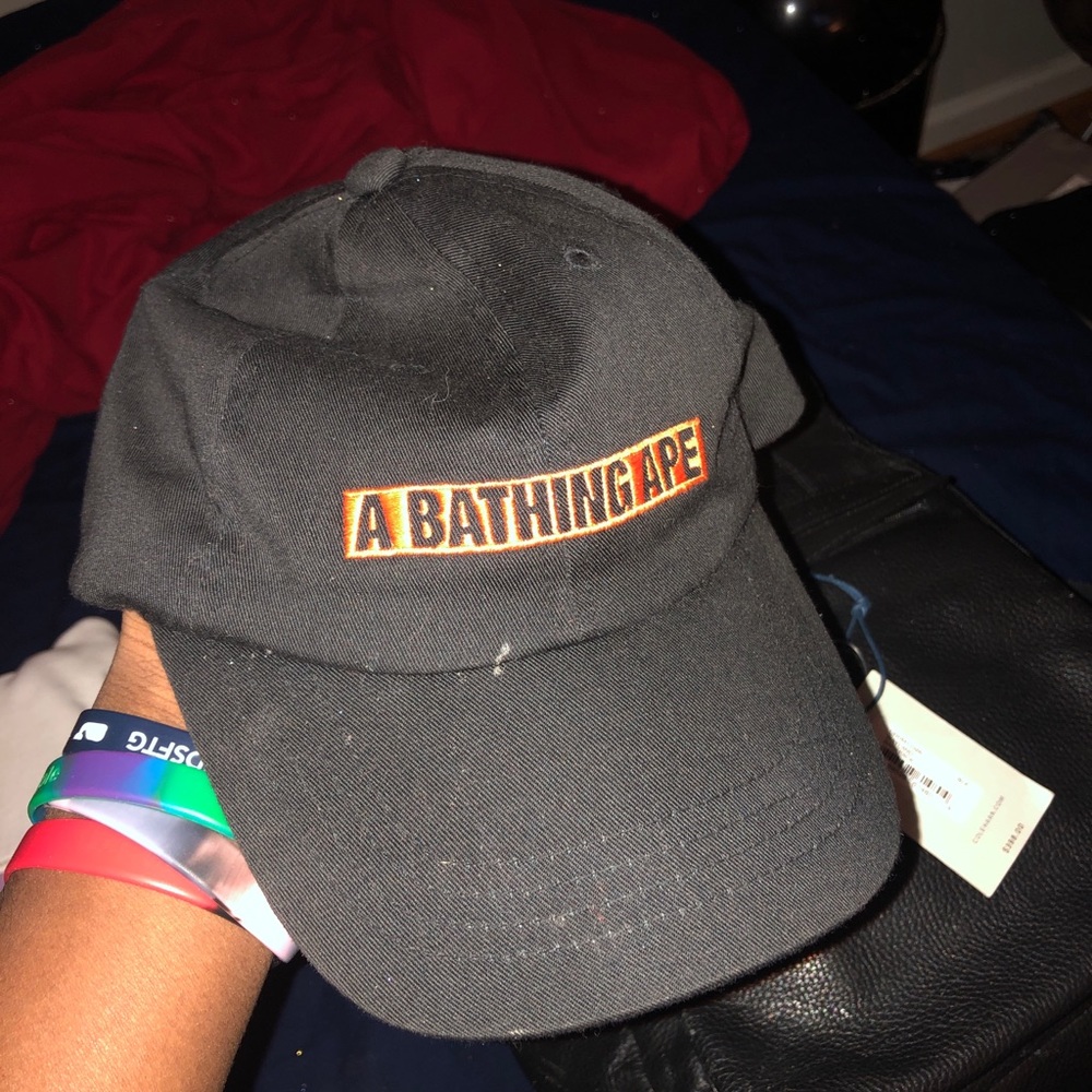 Bathing Ape dad hat orange box logo